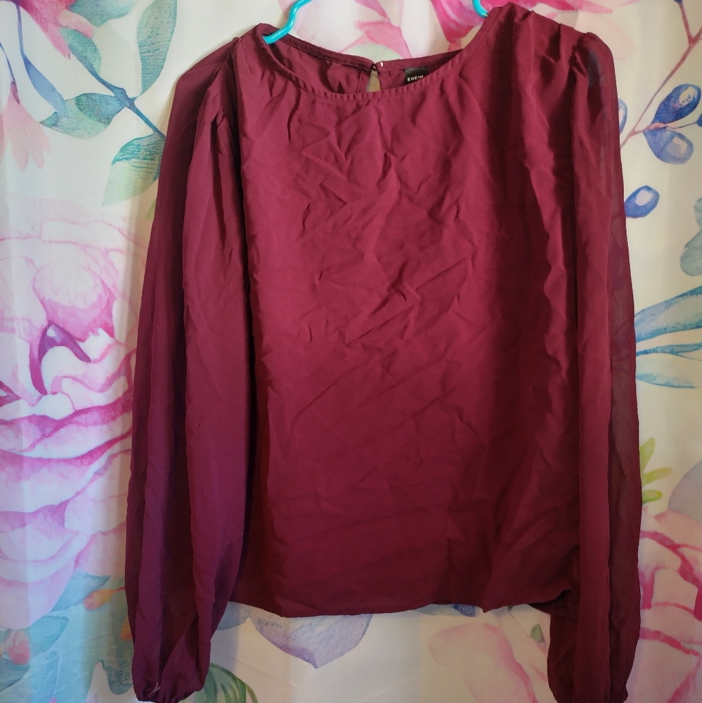Red Long-Sleeve Blouse